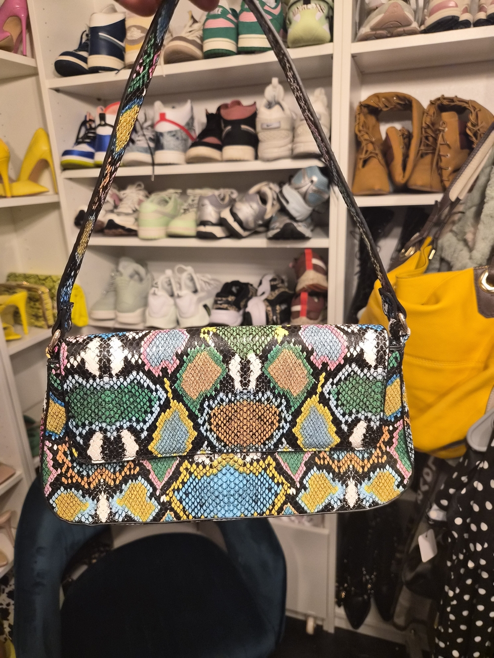 Fashion Nova Multicolor Snakeskin Shoulder Bag